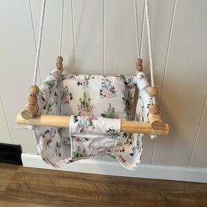 Floral Cactus Baby Indoor/Outdoor Swing Seat Cloth Wood